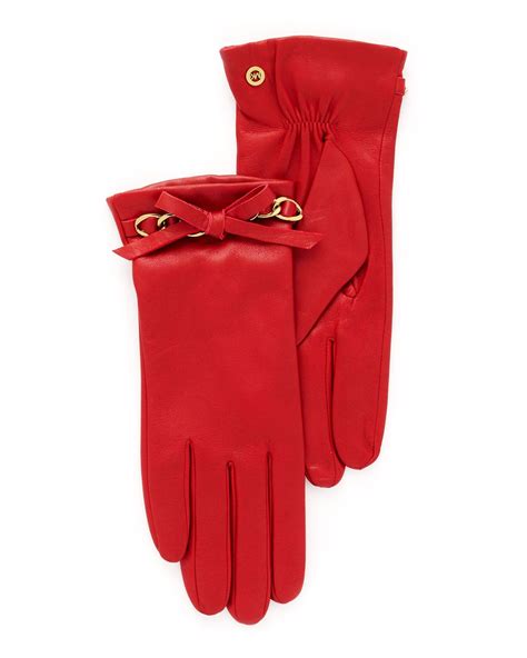 michael kors red leather gloves